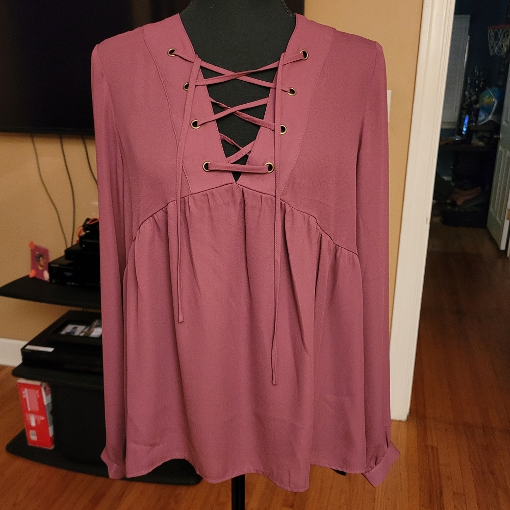 Lace Up Blouse